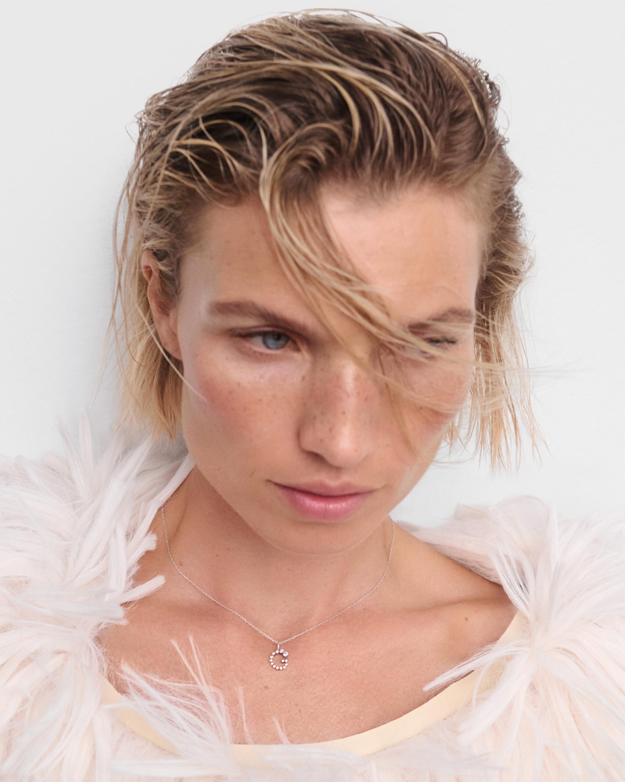 Diamonds and white gold Initial pendant