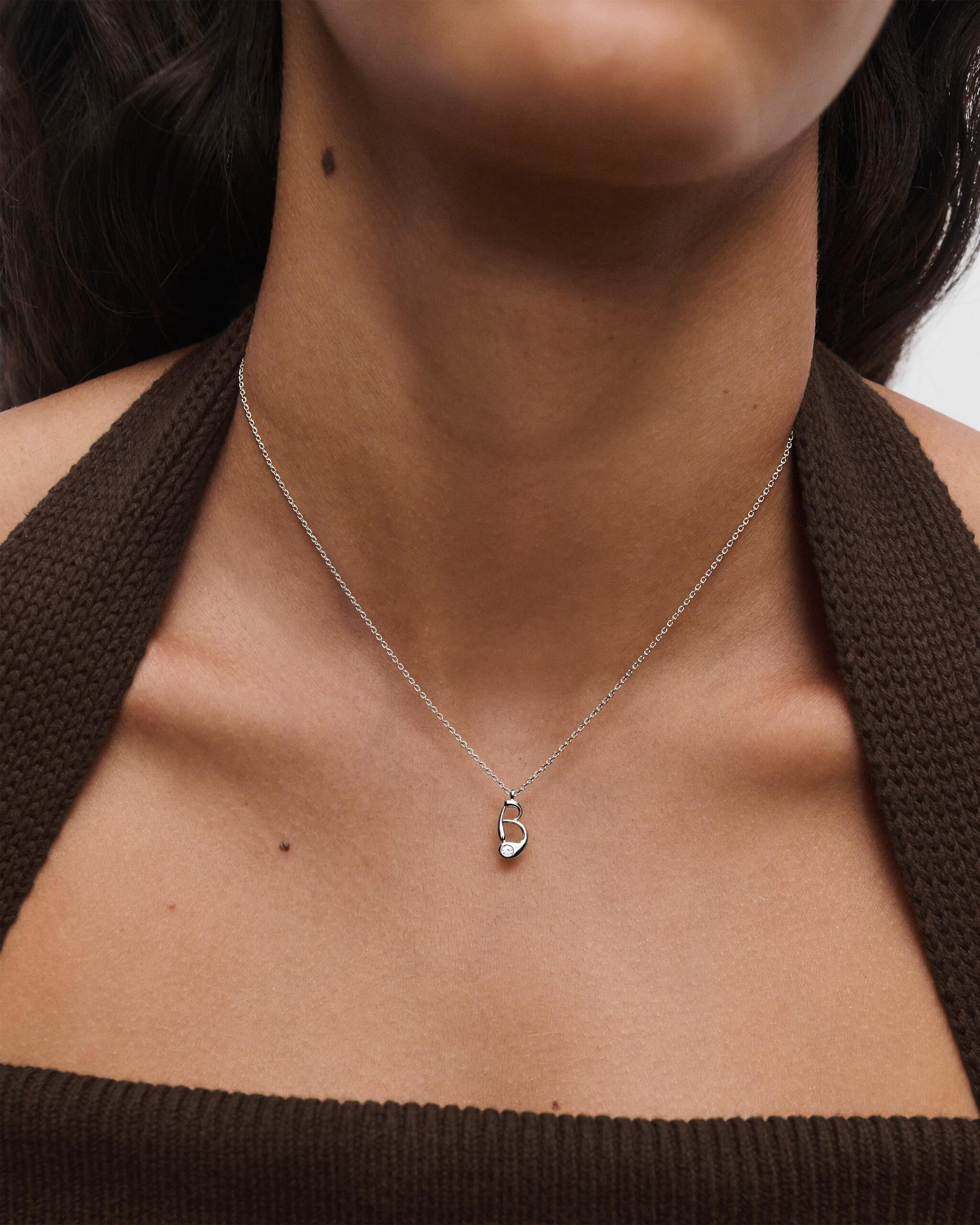 Initial silver pendant necklace