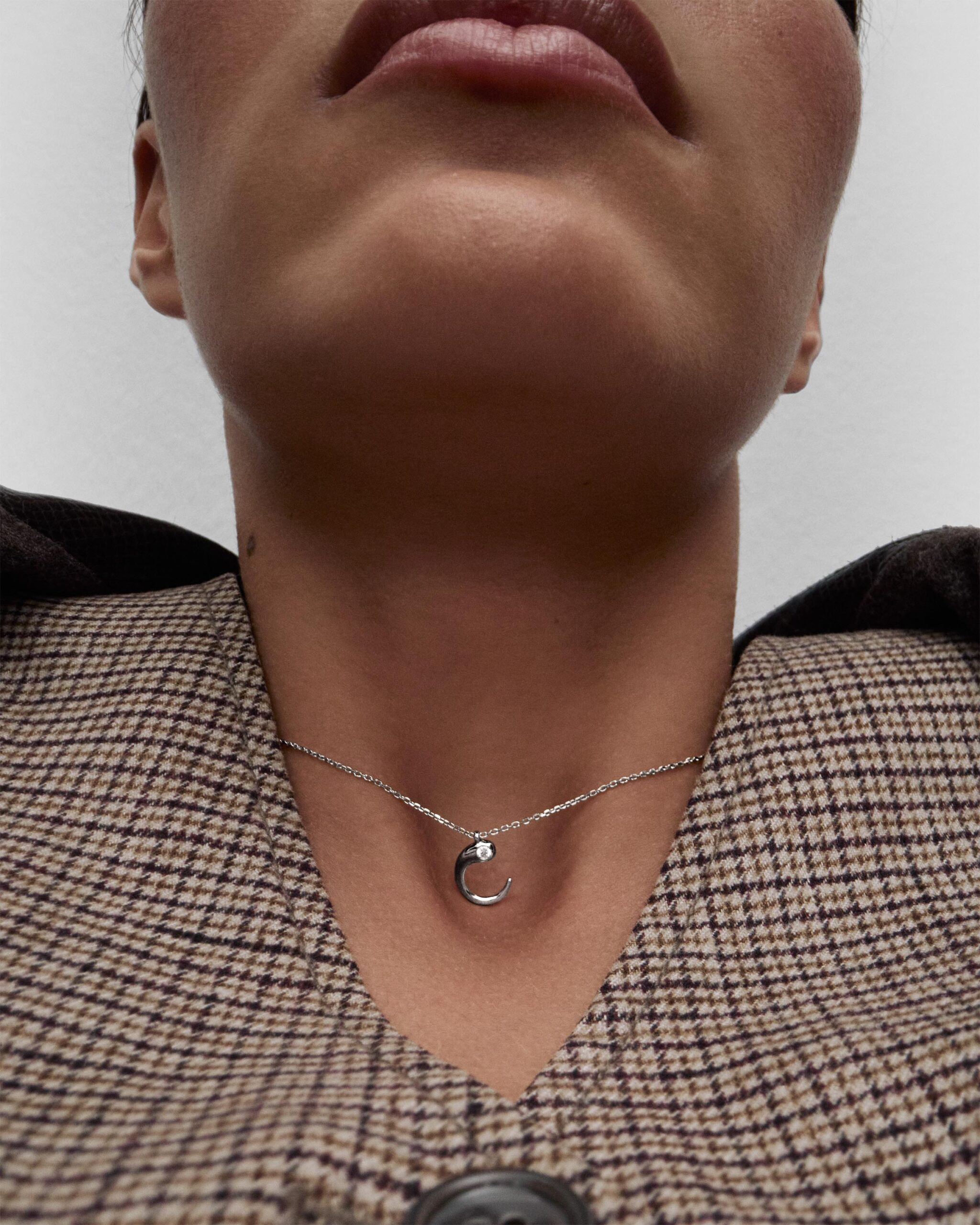 Initial silver pendant necklace