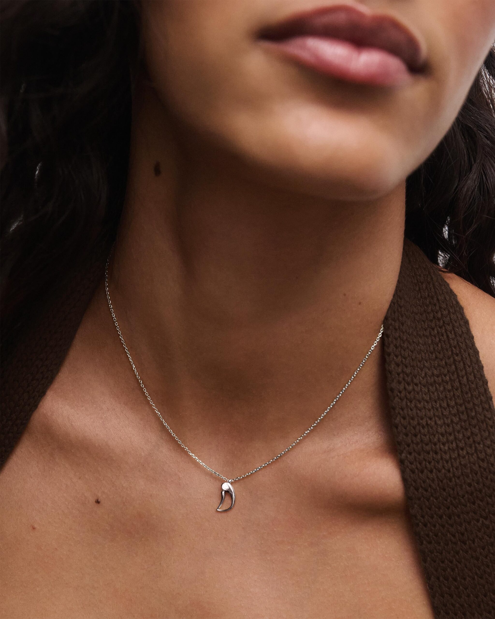 Initial silver pendant necklace