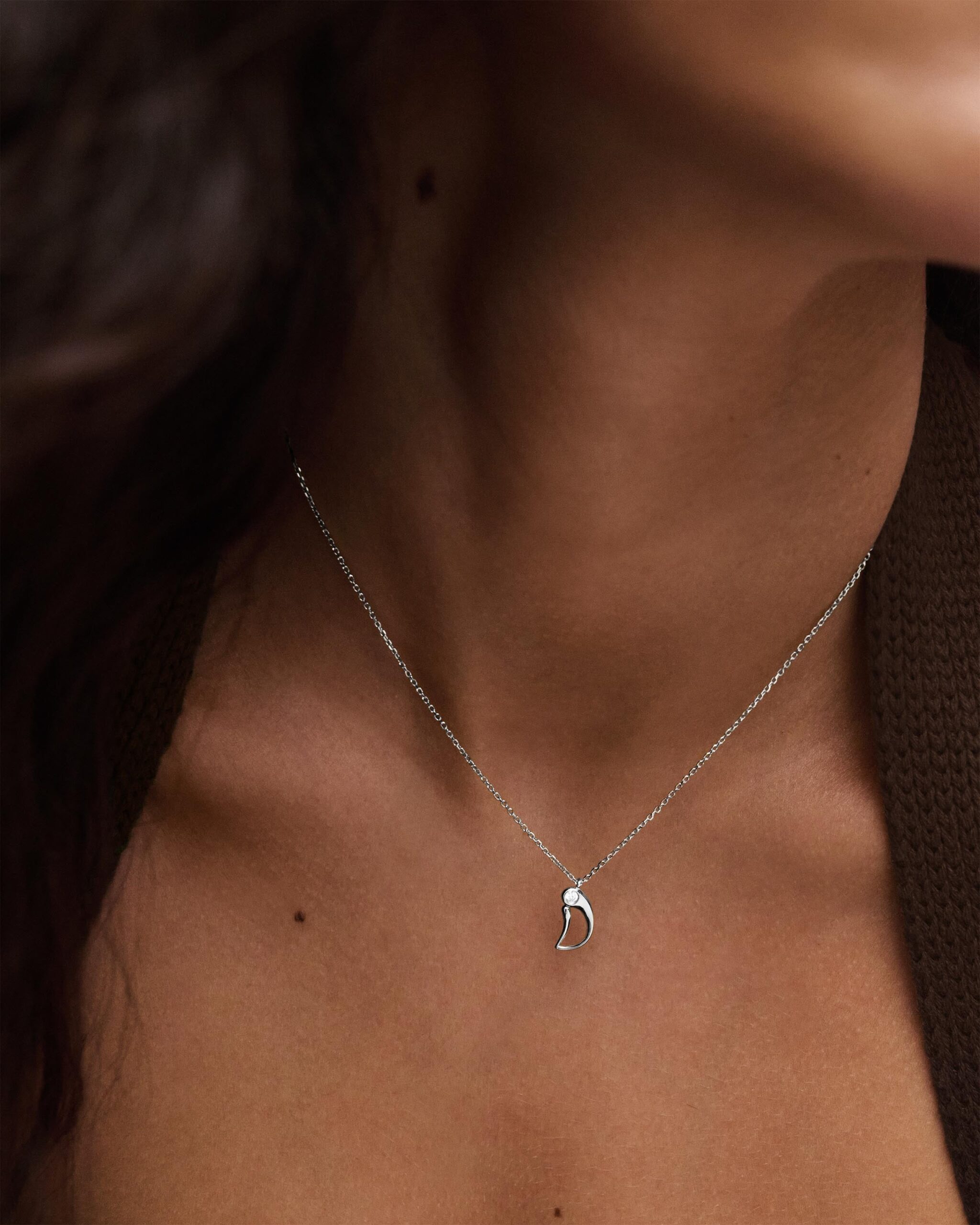 Initial silver pendant necklace