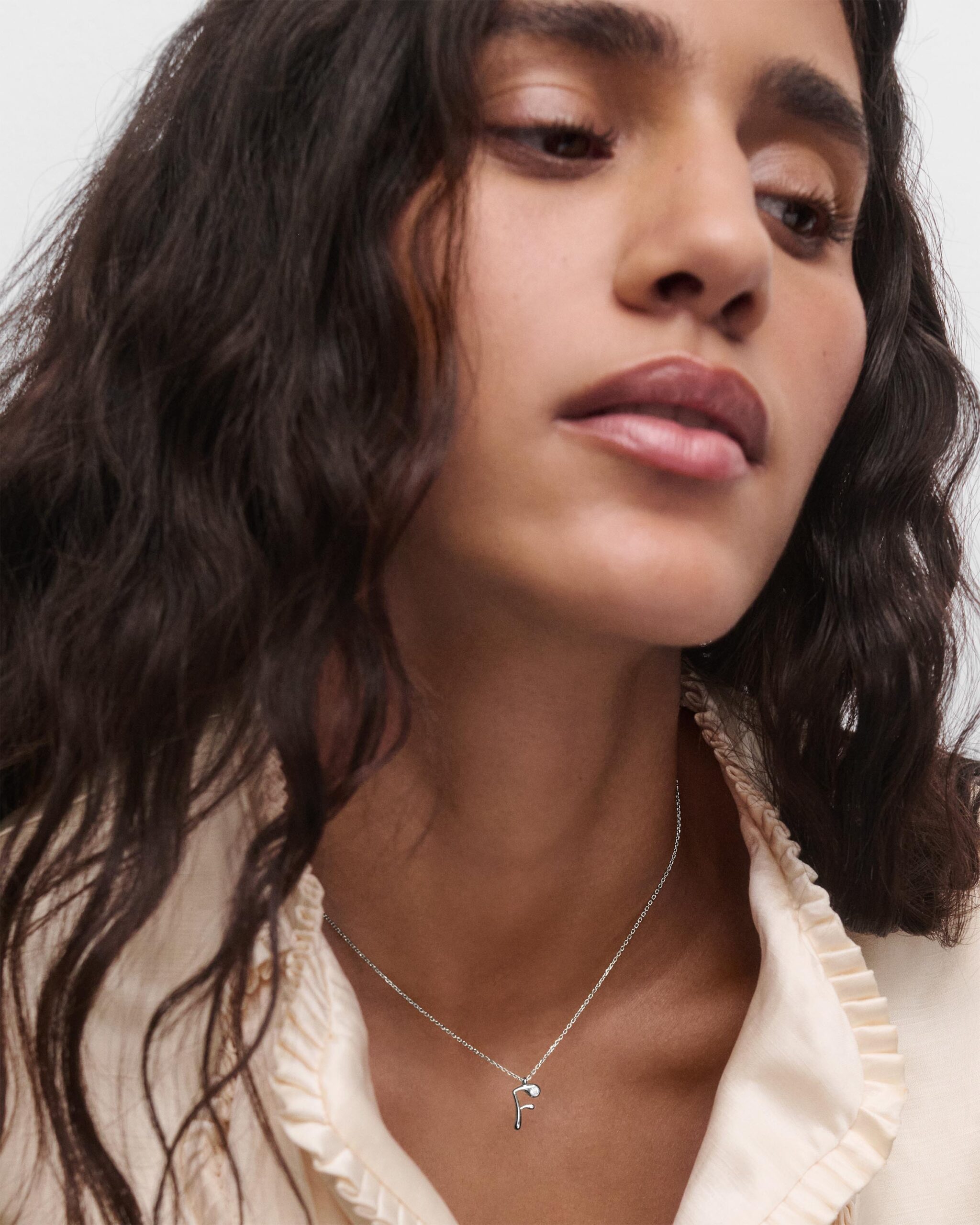 Initial silver pendant necklace