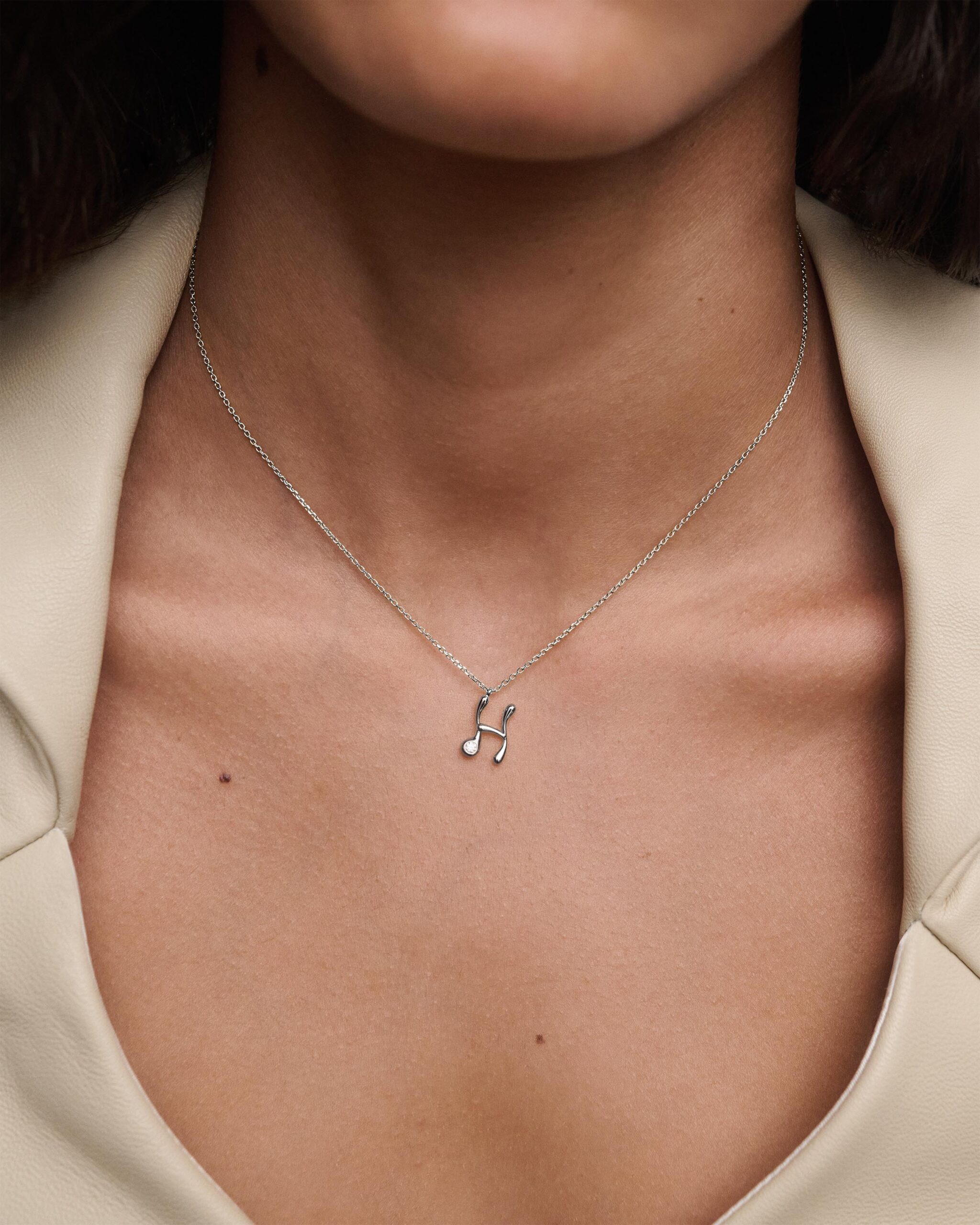 Initial silver pendant necklace