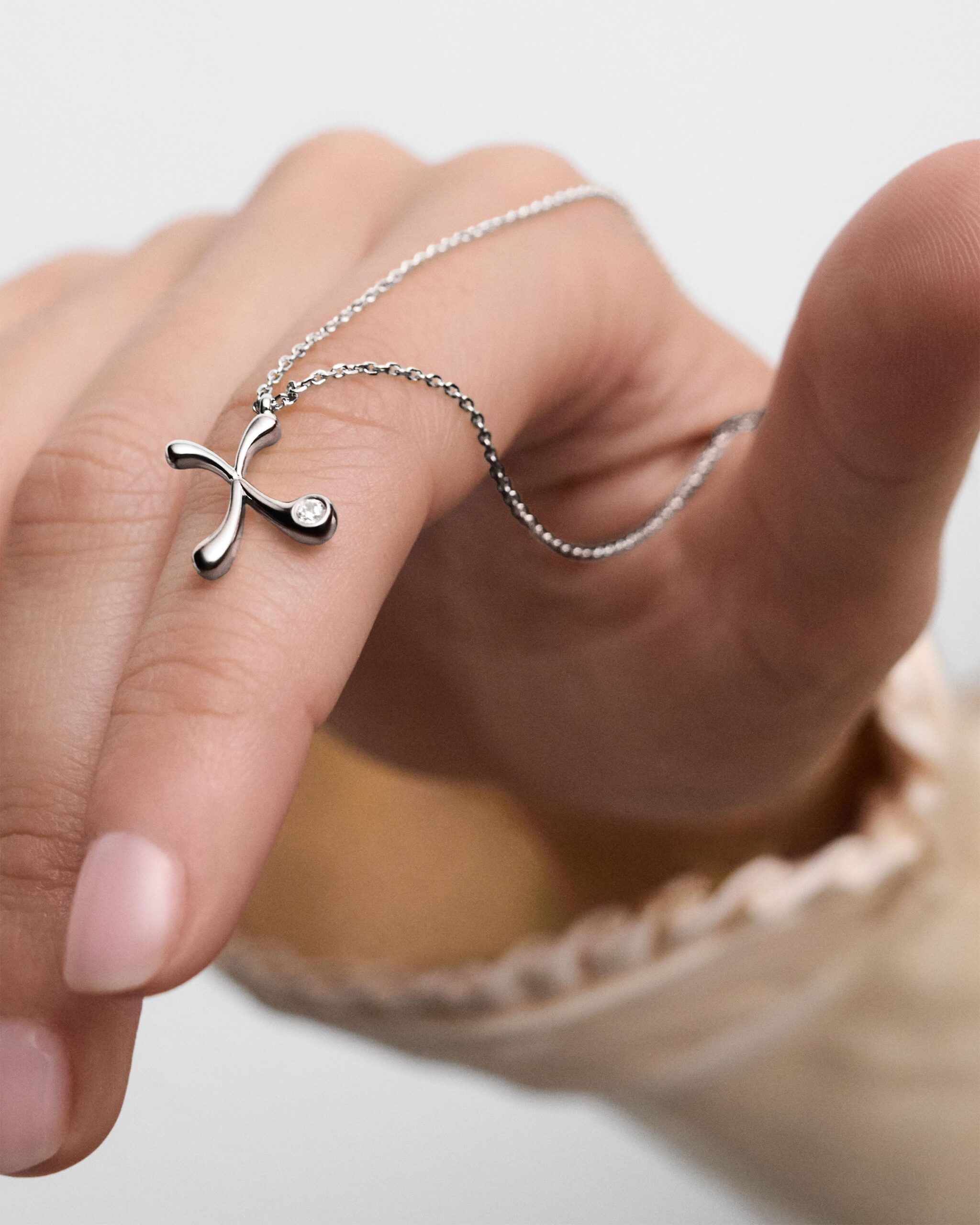 Initial silver pendant necklace