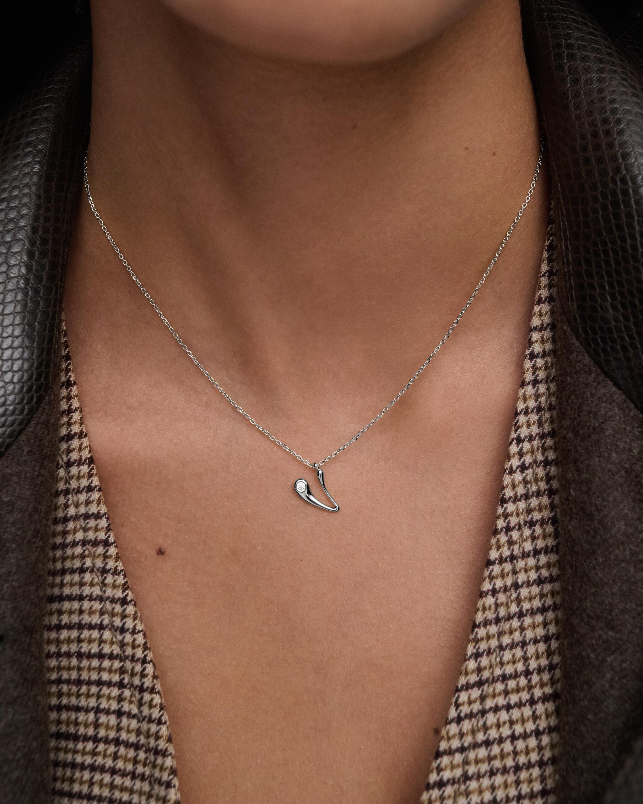 Initial silver pendant necklace