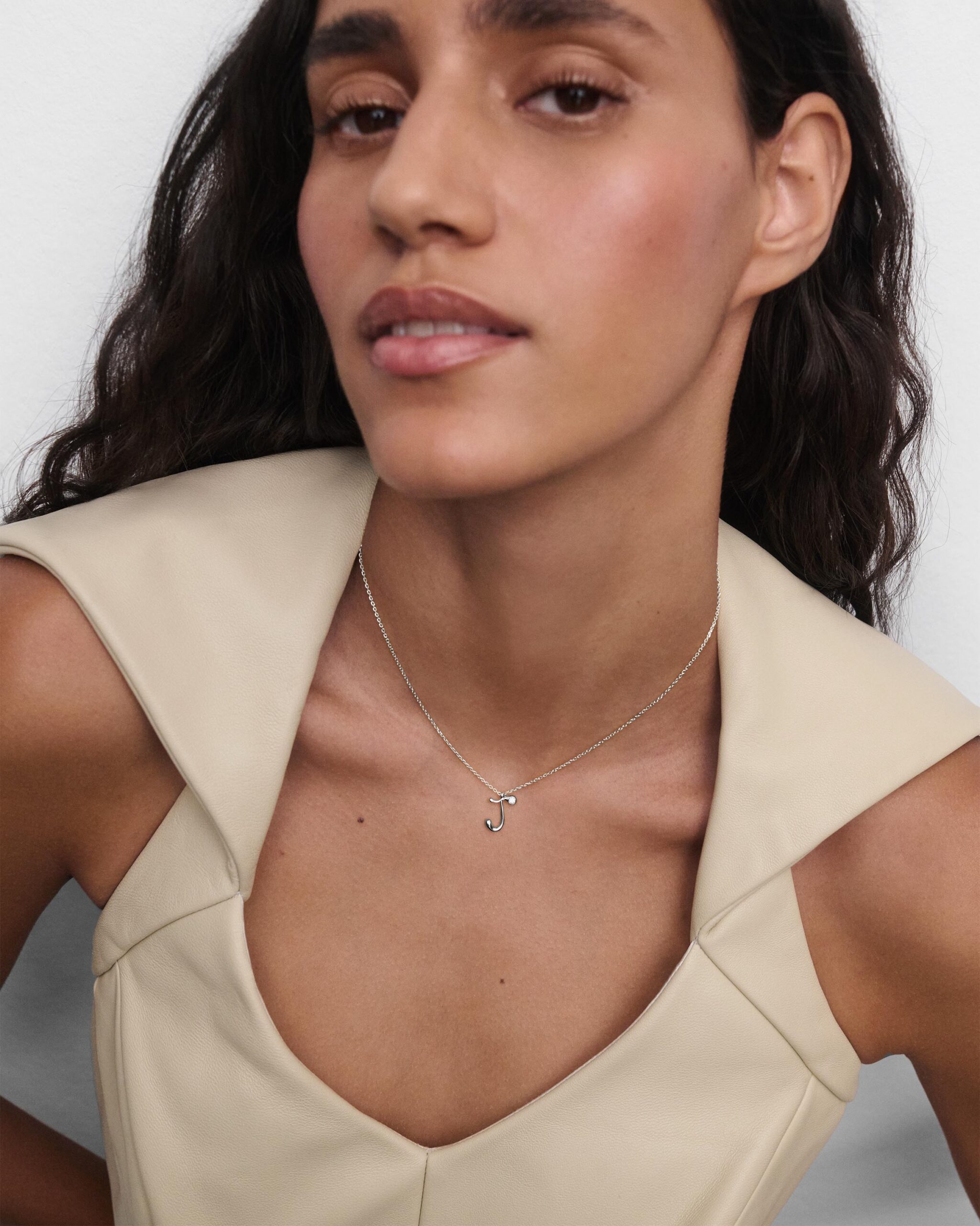 Initial silver pendant necklace