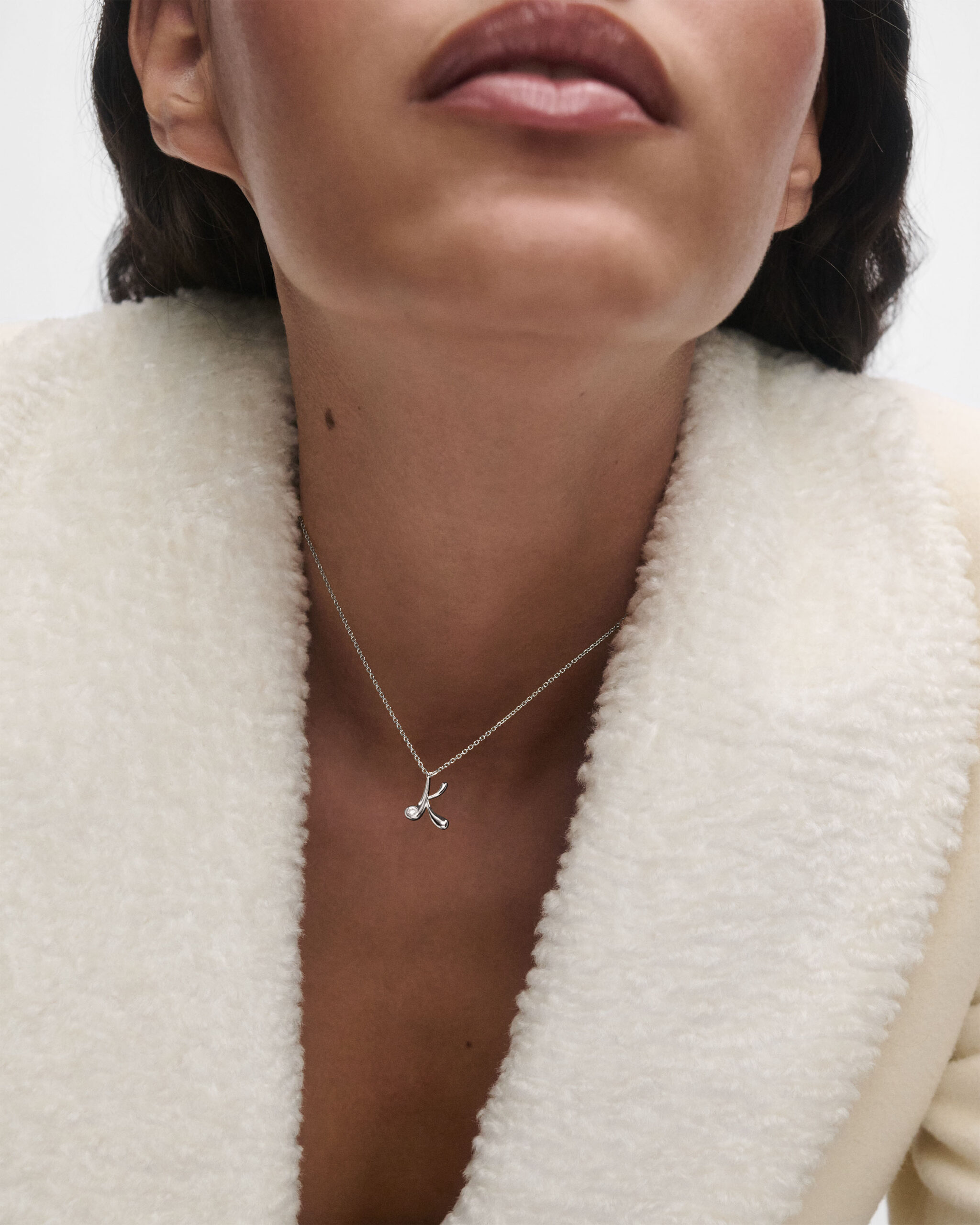 Initial silver pendant necklace