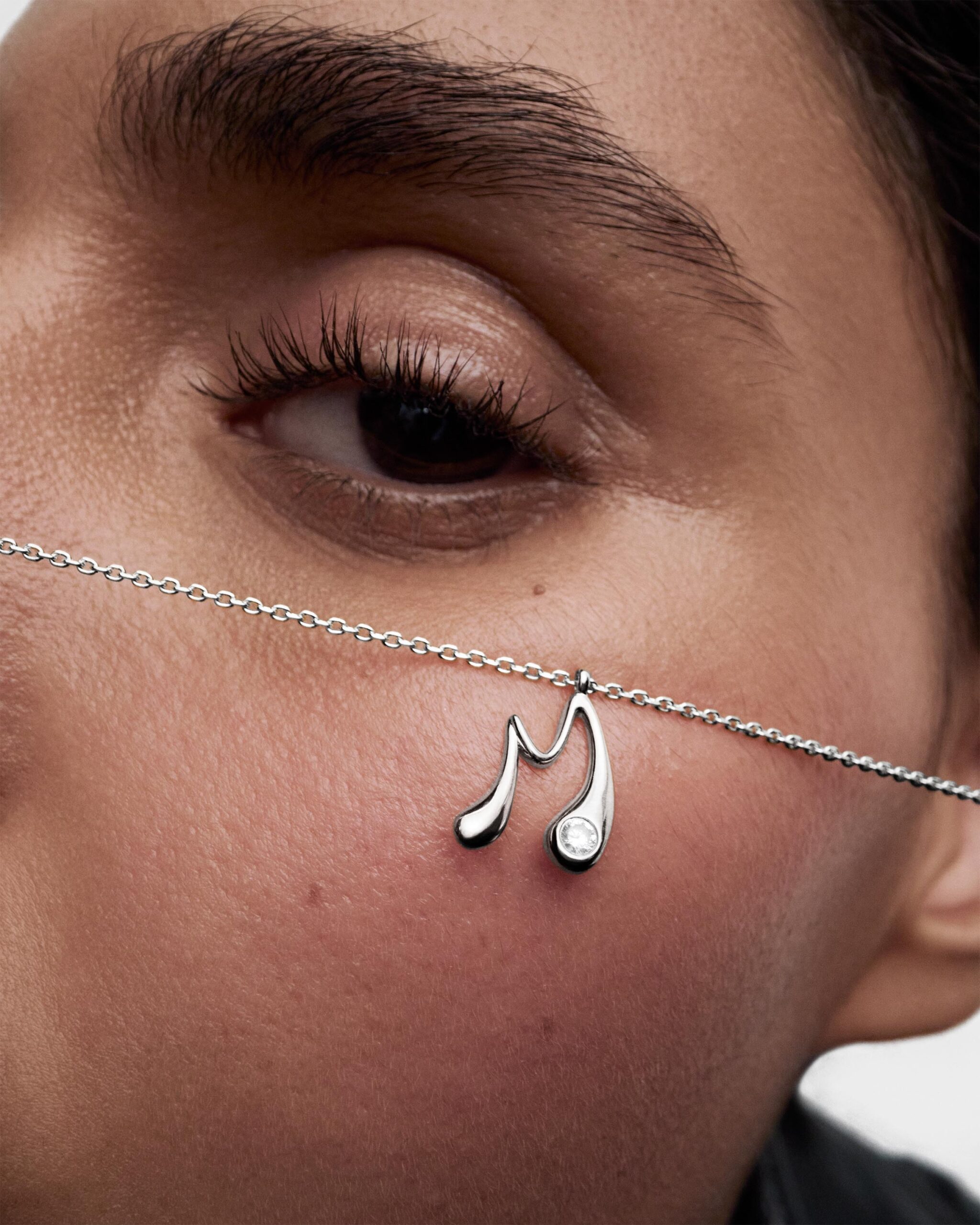 Initial silver pendant necklace