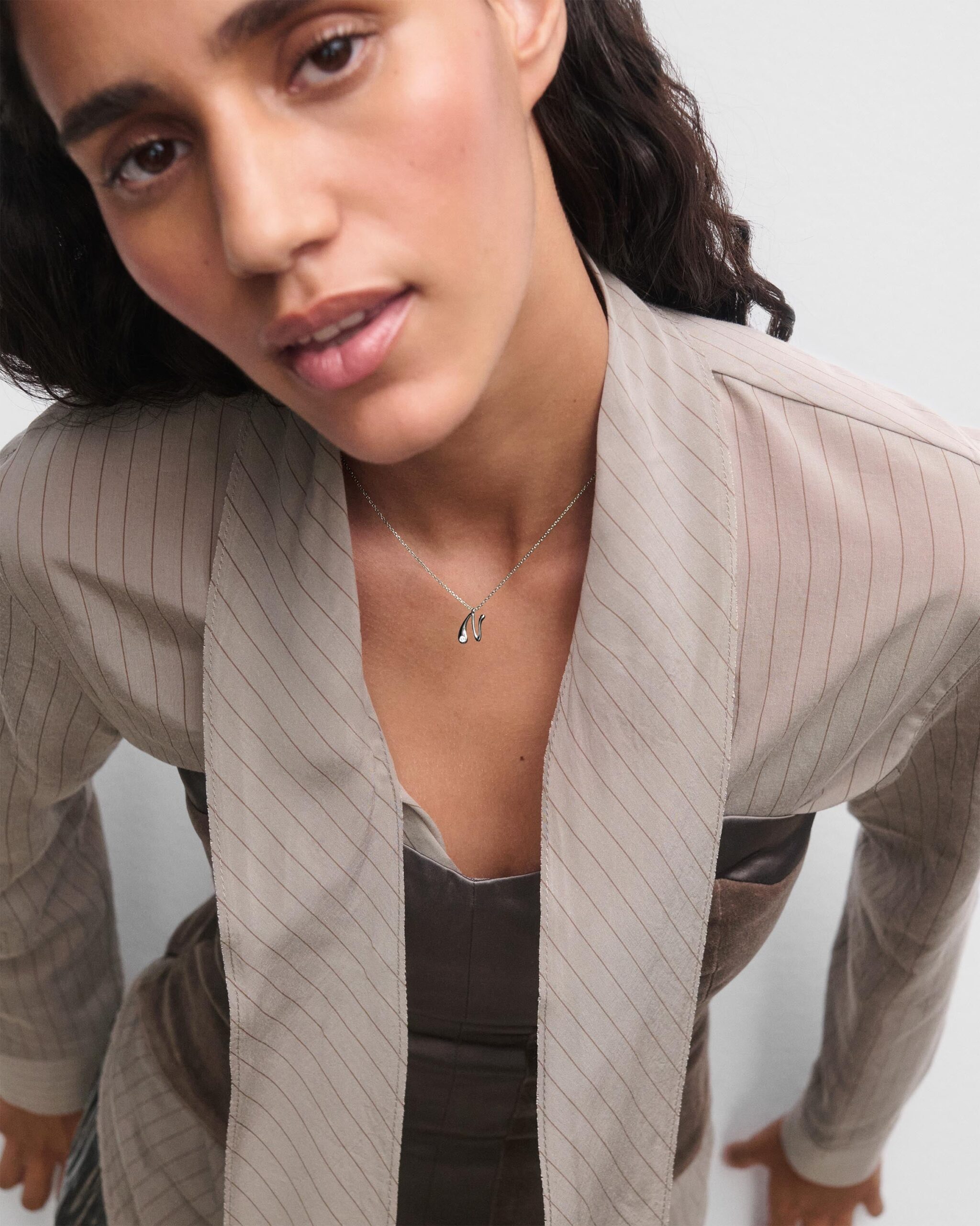 Initial silver pendant necklace