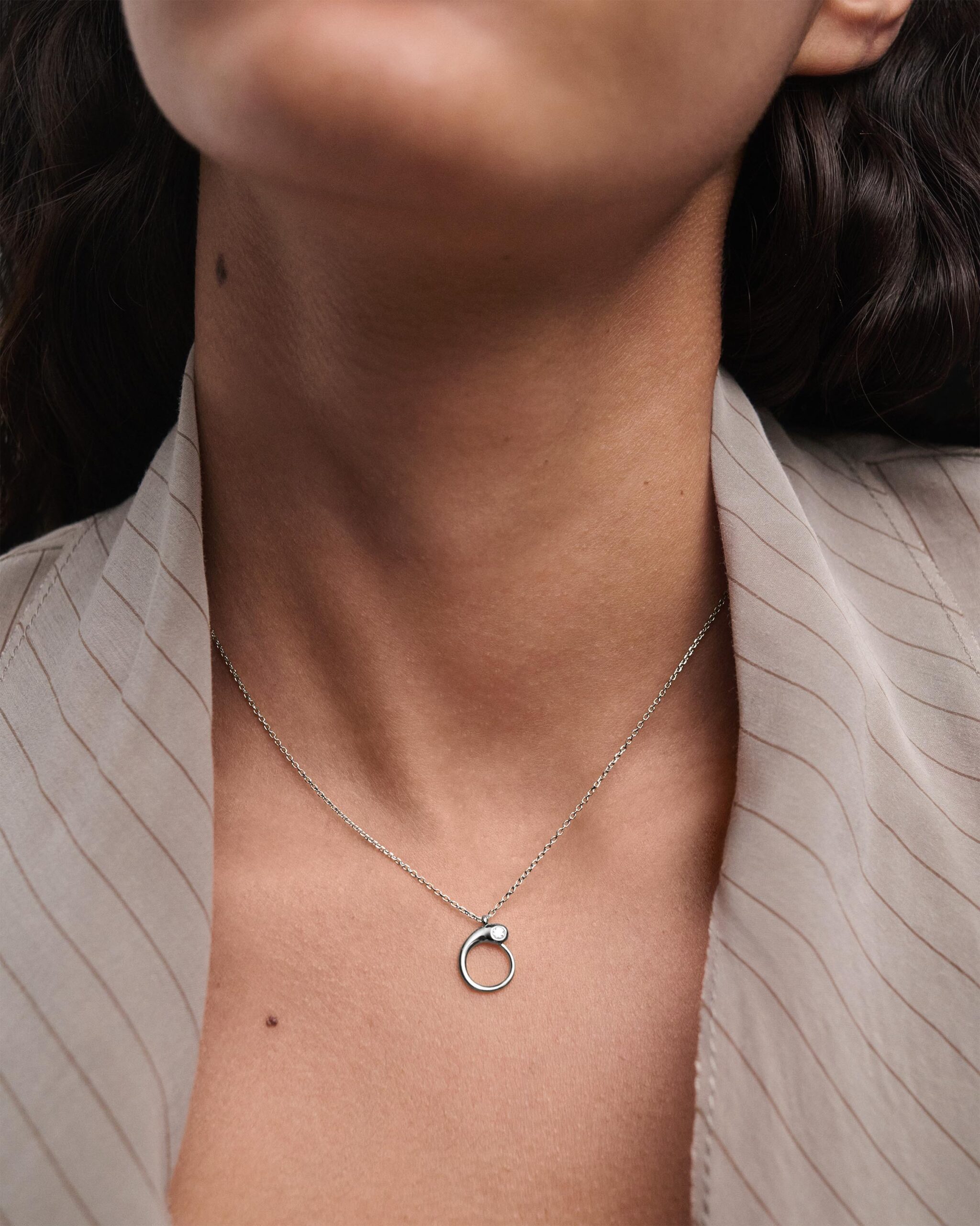 Initial silver pendant necklace