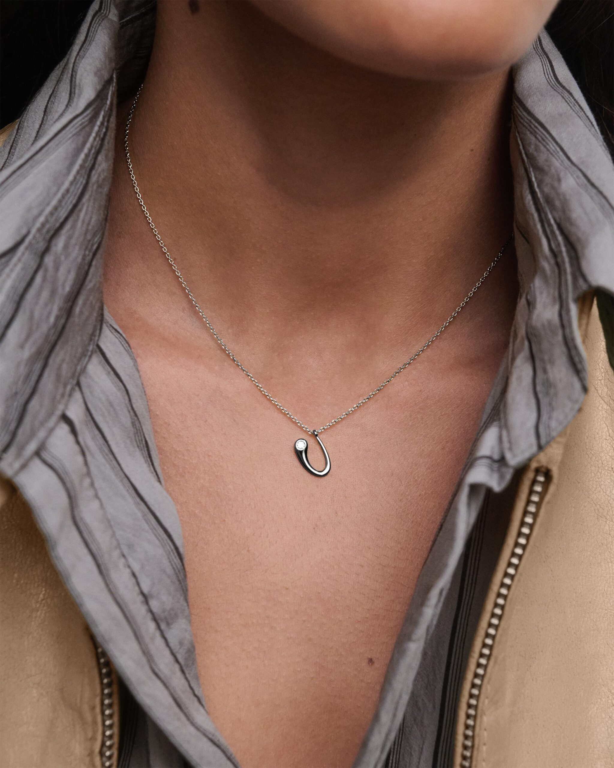 Initial silver pendant necklace