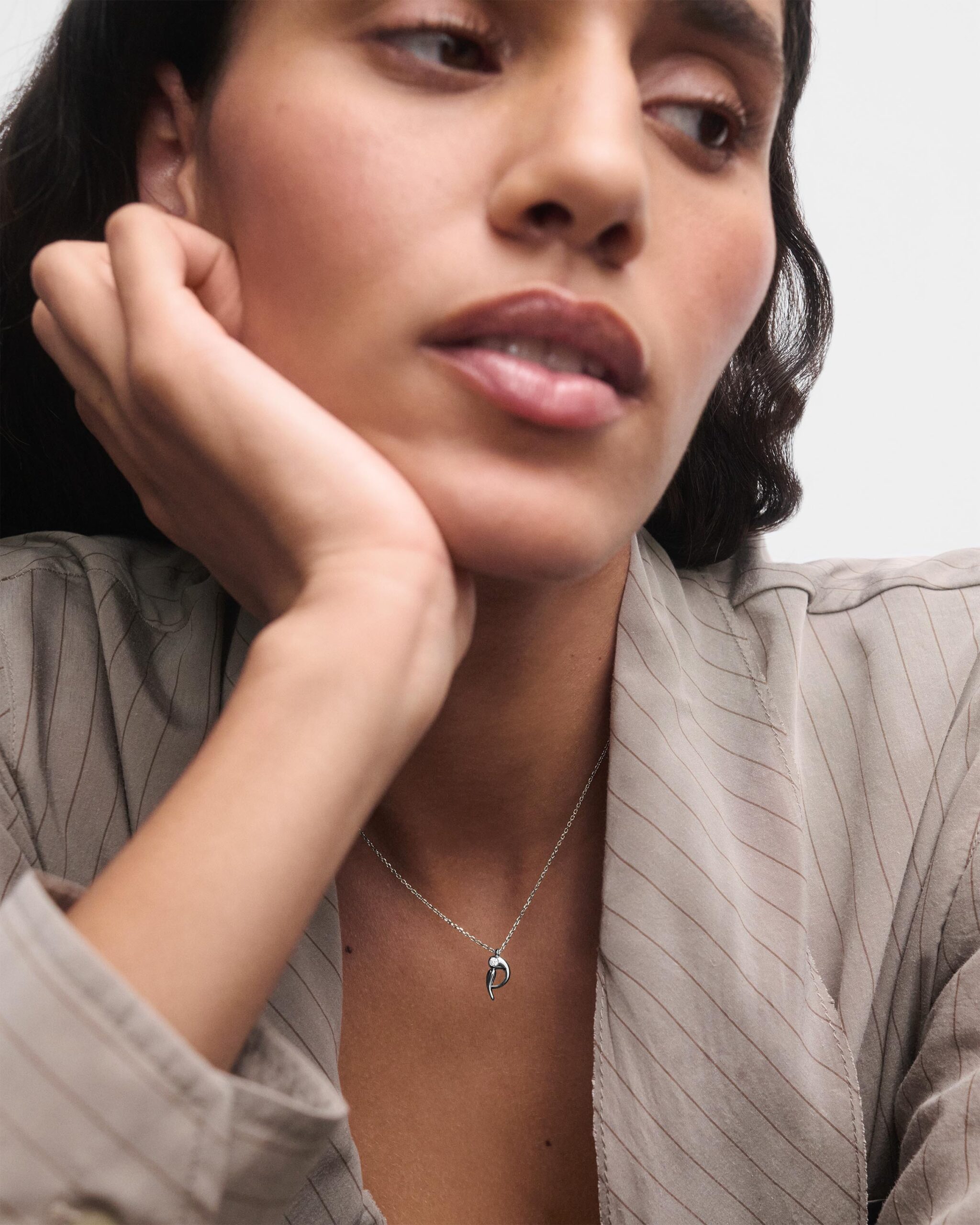 Initial silver pendant necklace