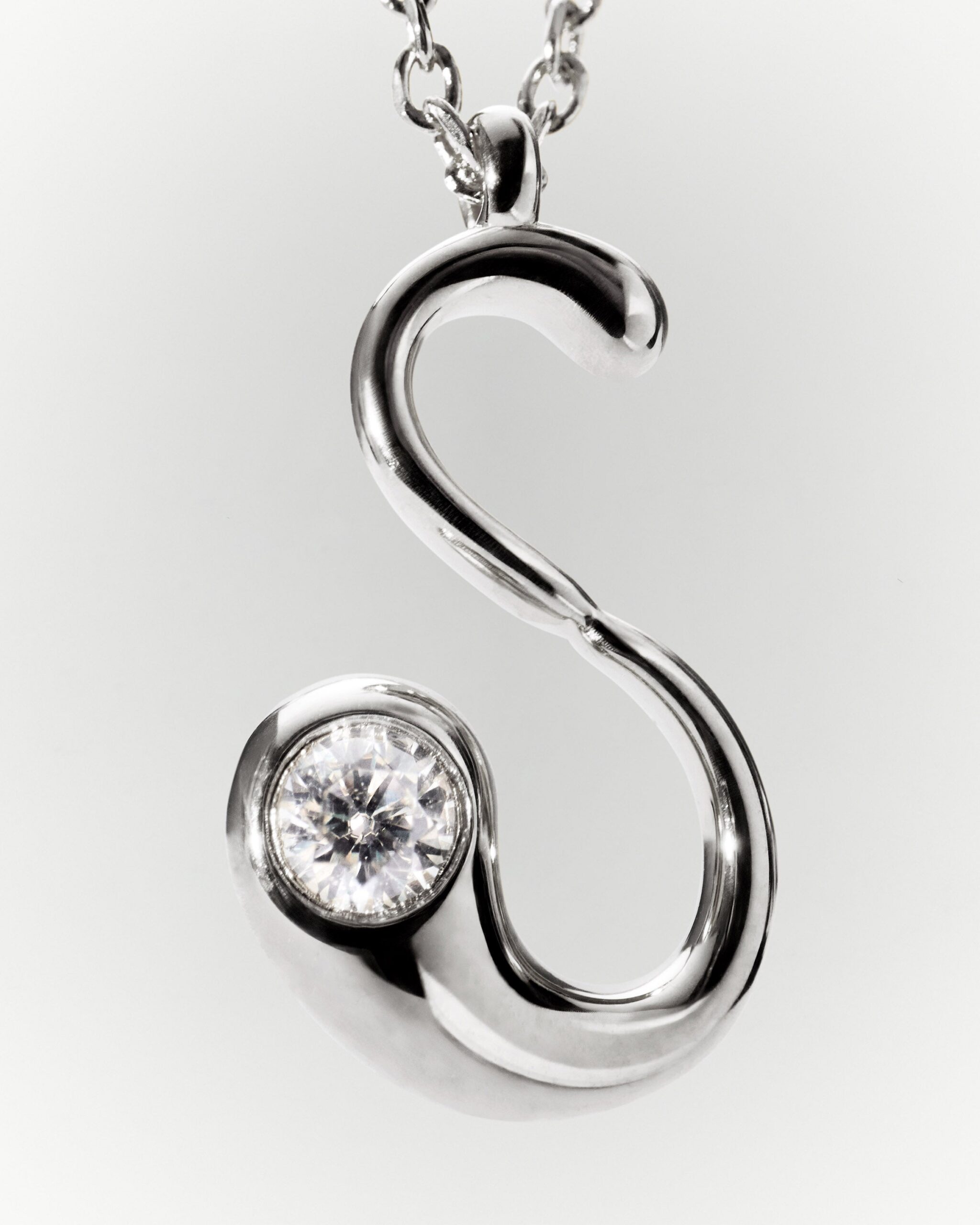 Initial silver pendant necklace