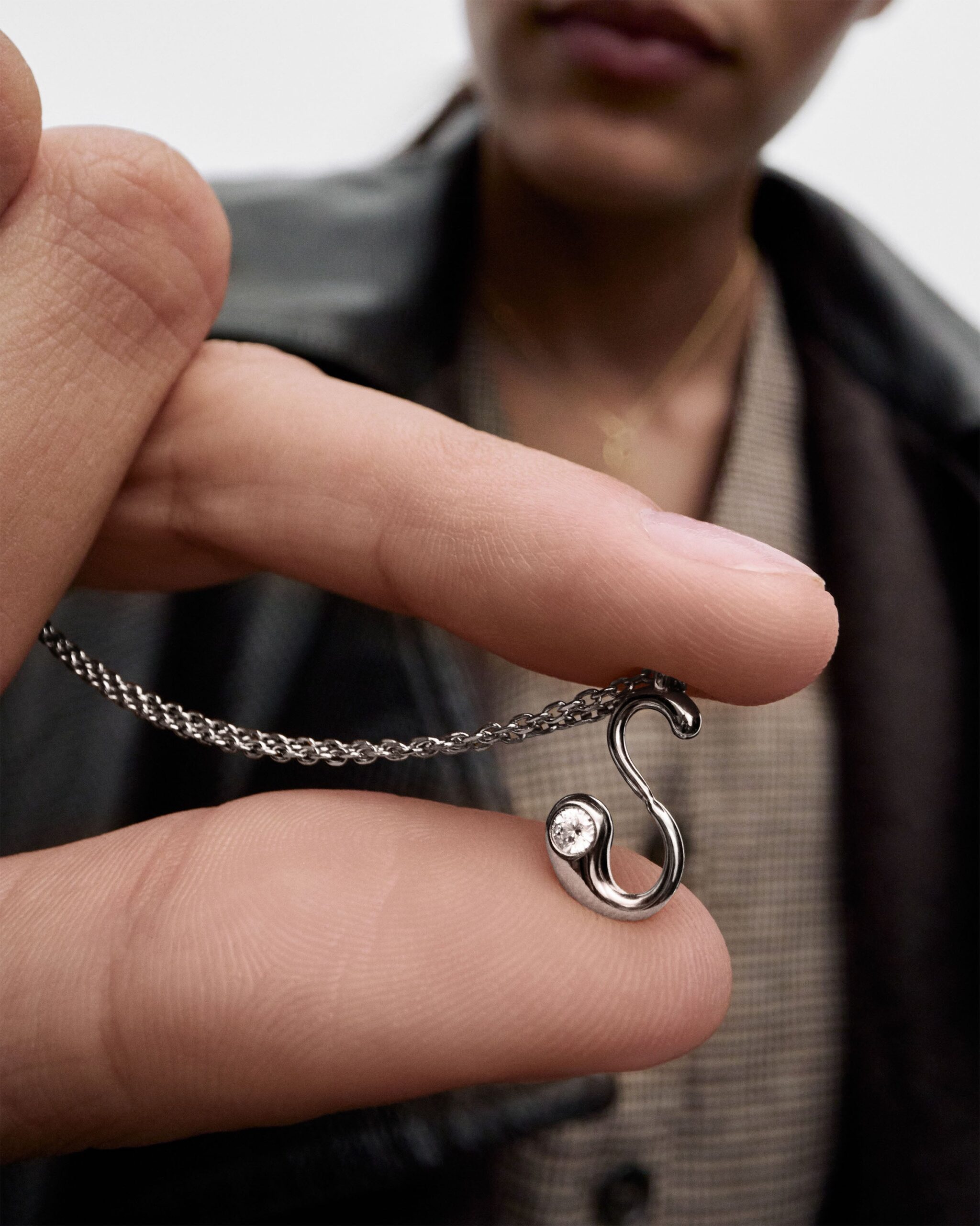 Initial silver pendant necklace