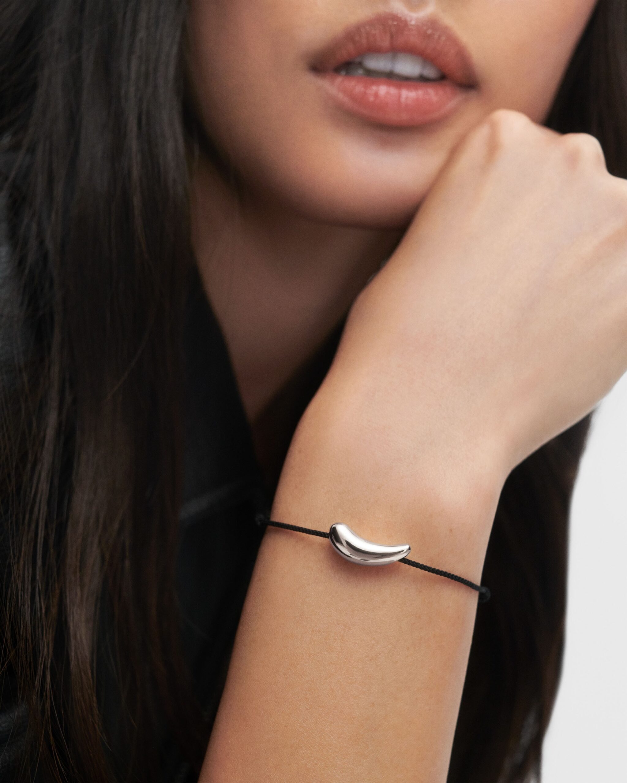 Orbit silver cord bracelet