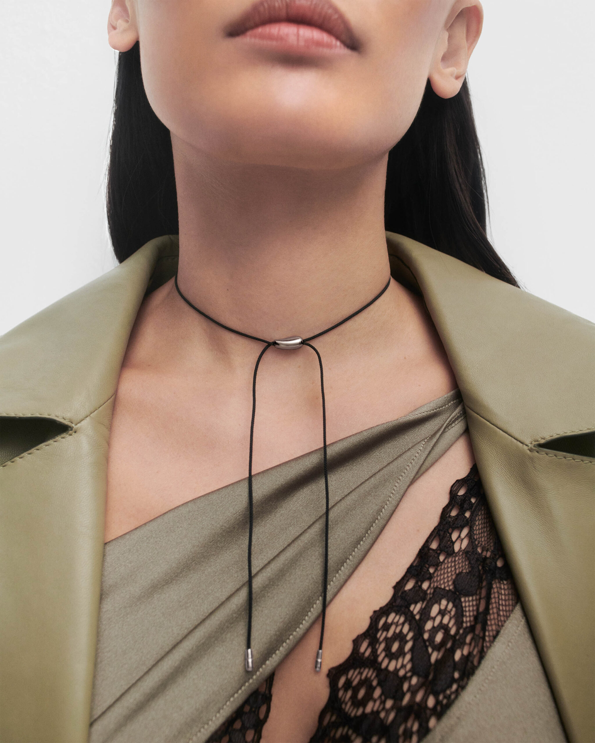 Rodeo Black Cord Silver Necklace