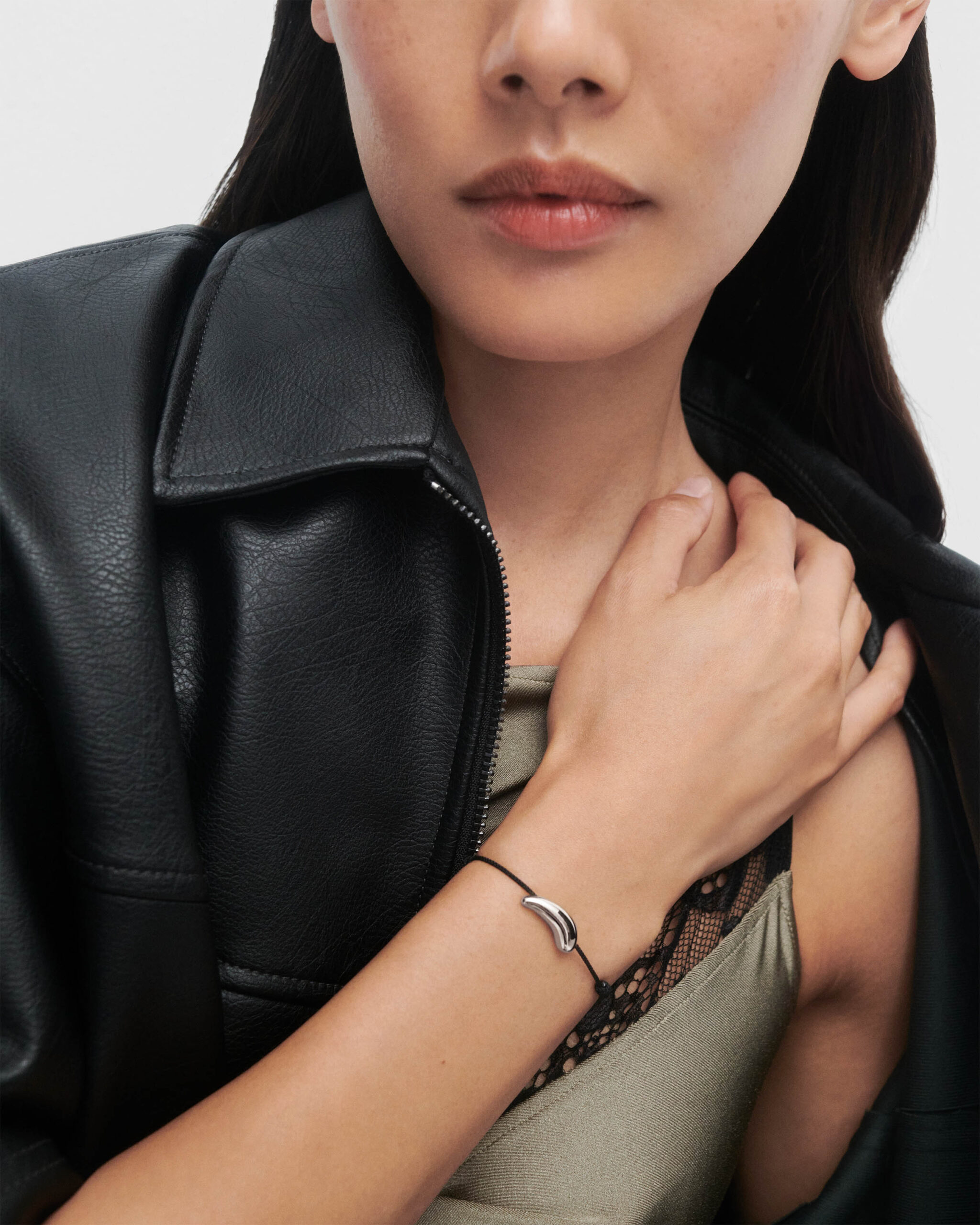 Orbit silver cord bracelet