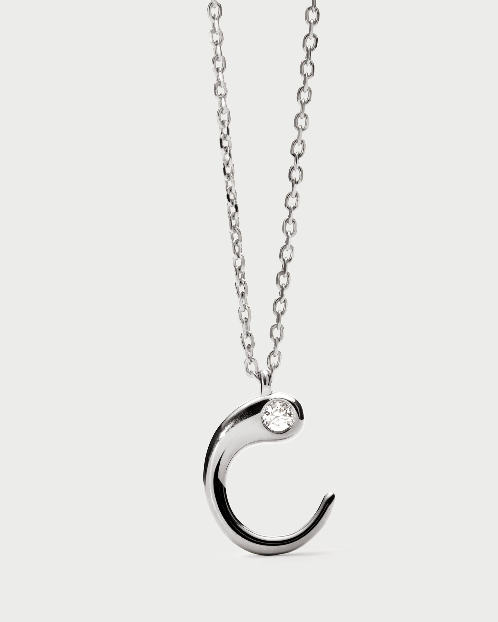 Initial silver pendant necklace