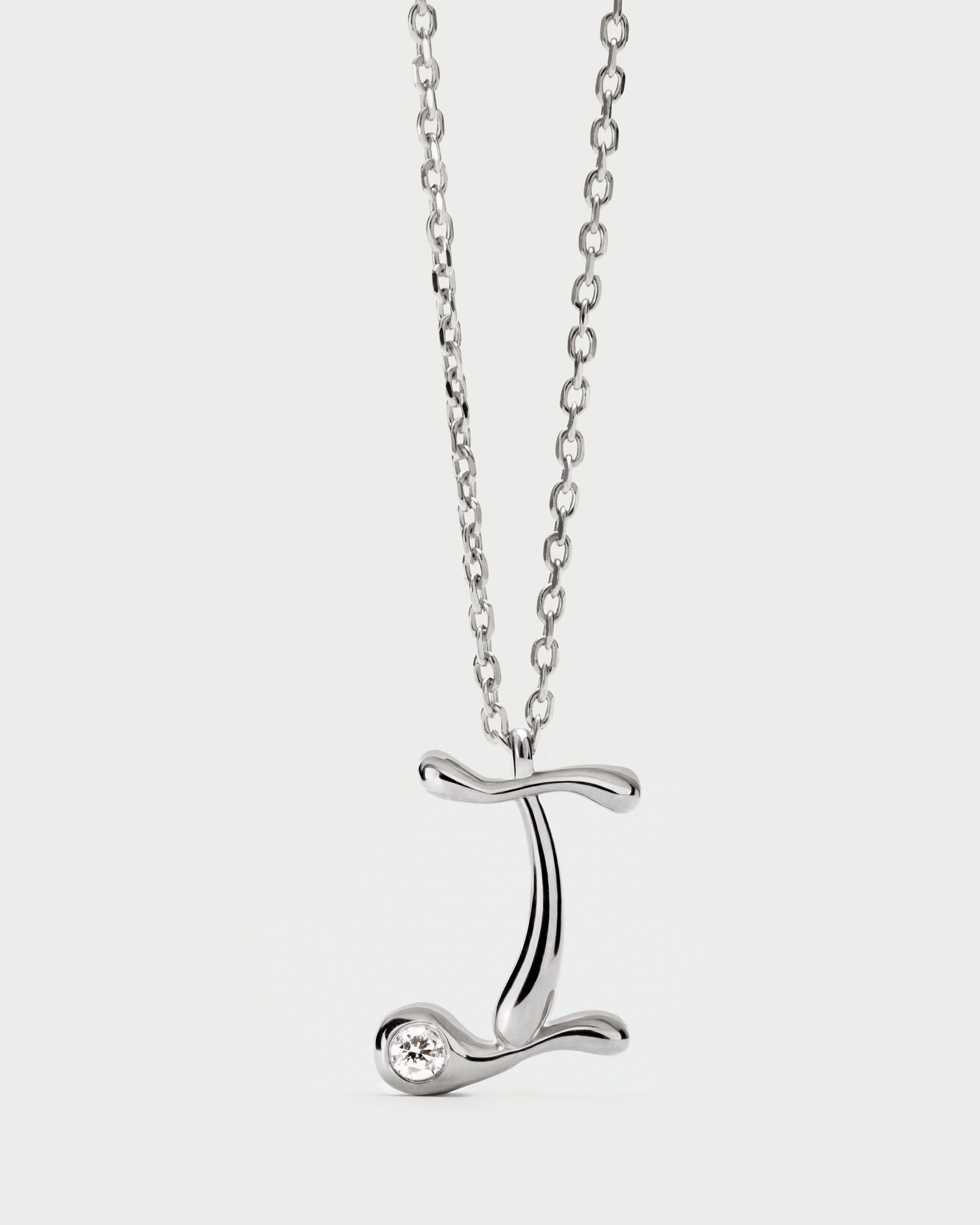 Initial silver pendant necklace