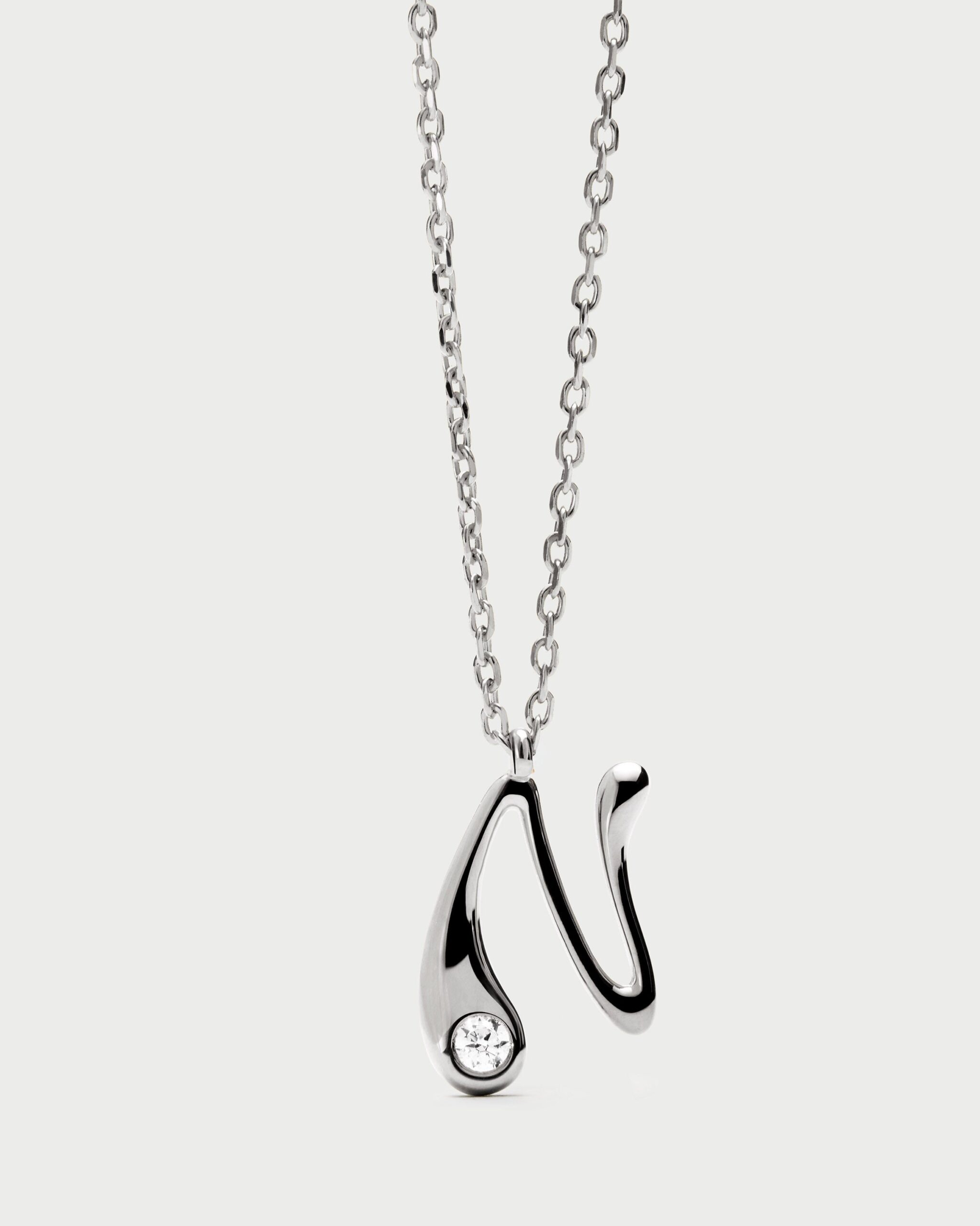 Initial silver pendant necklace