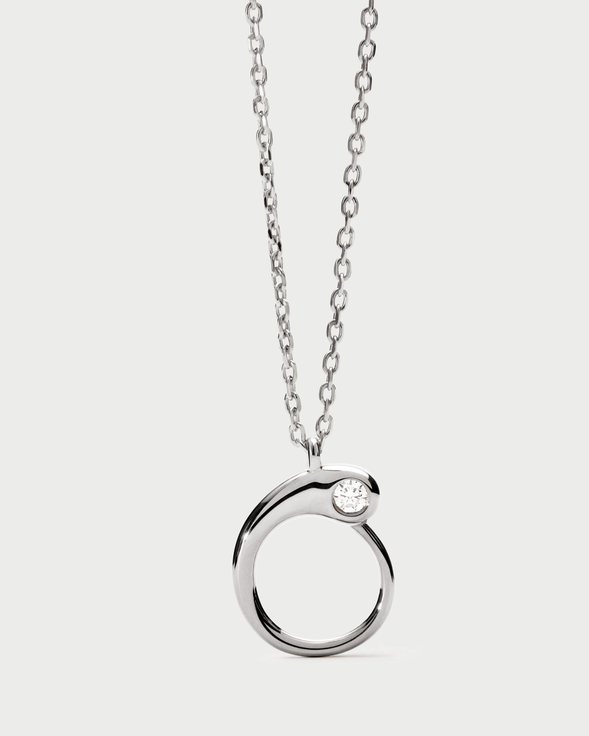 Initial silver pendant necklace