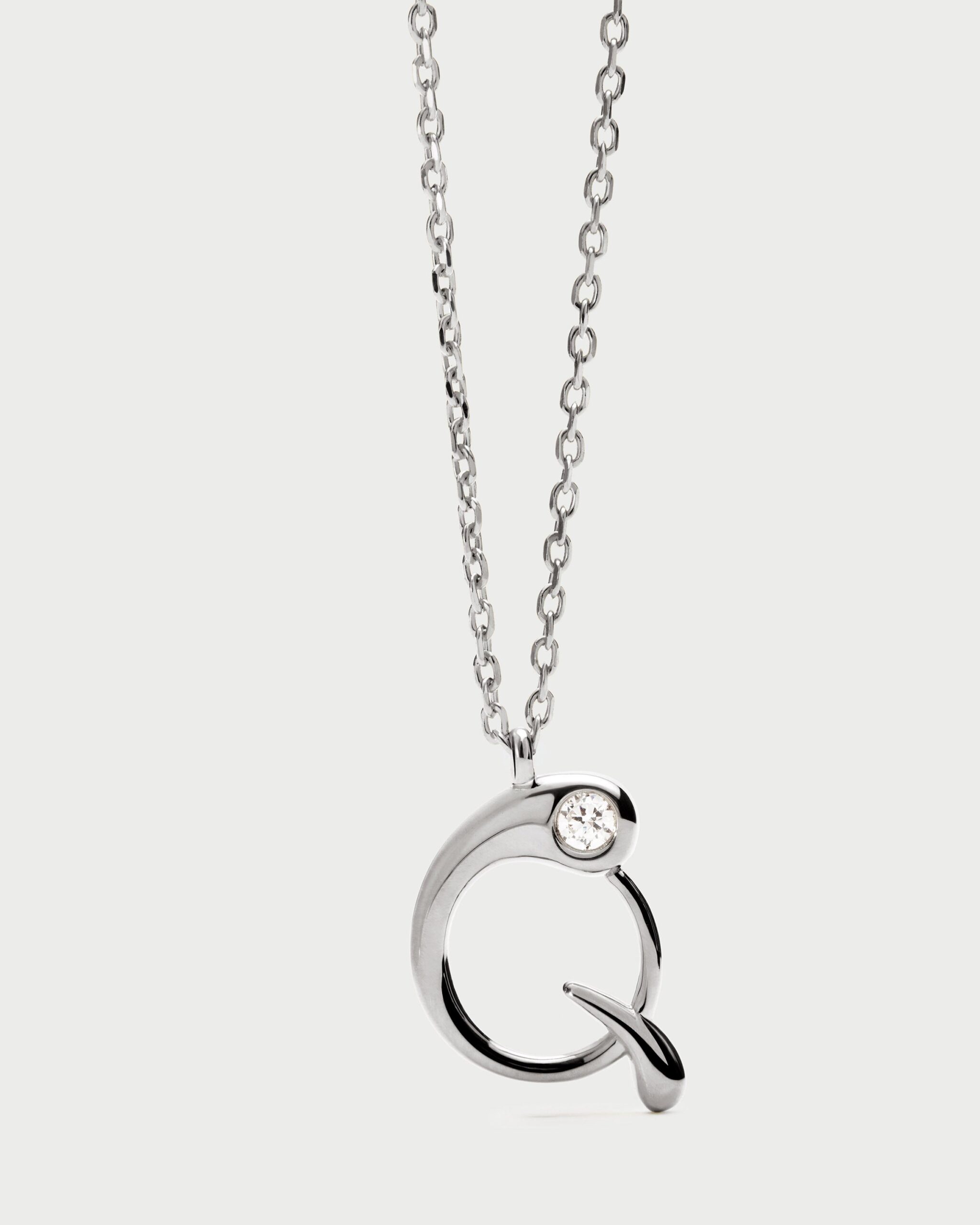 Initial silver pendant necklace