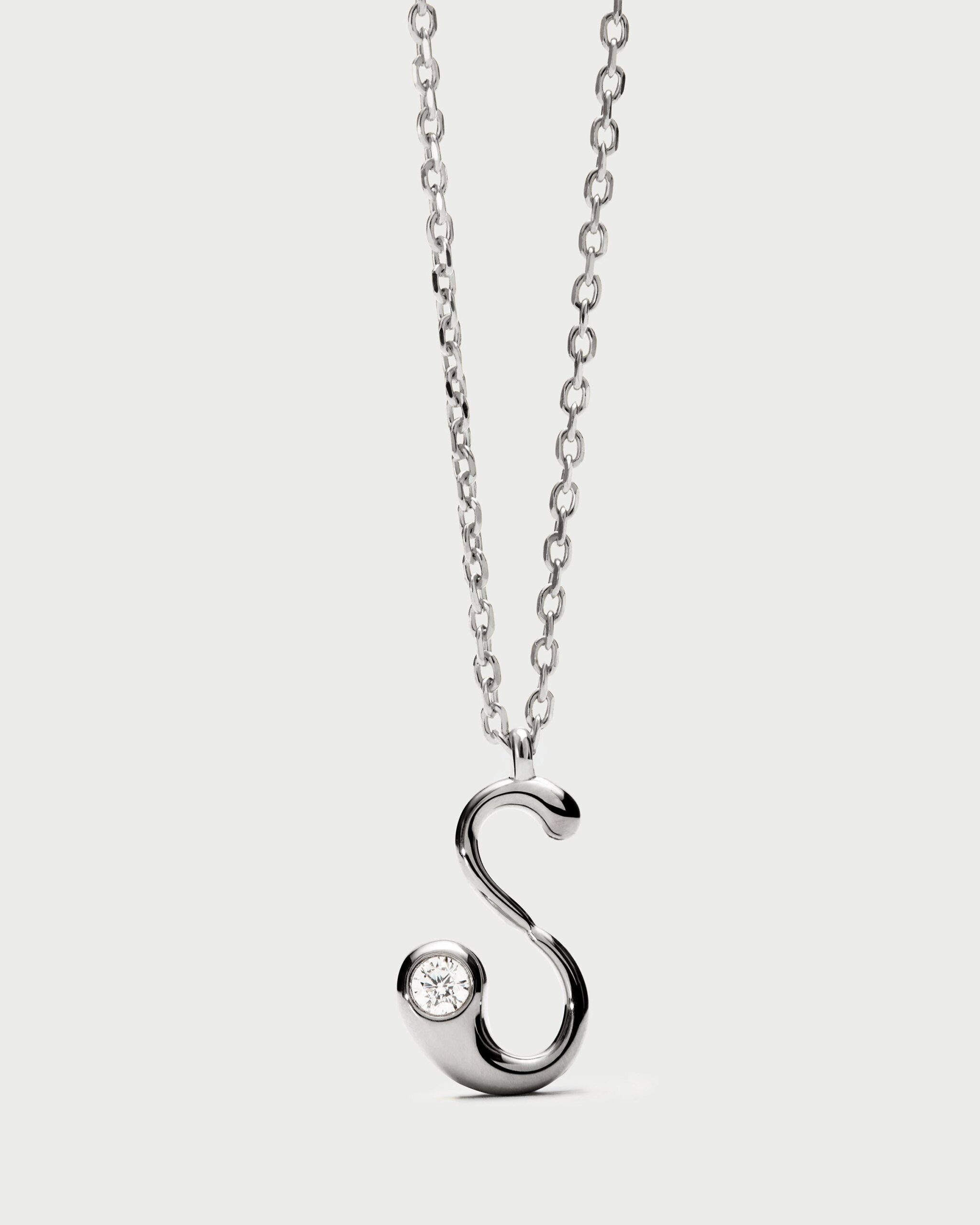Initial silver pendant necklace