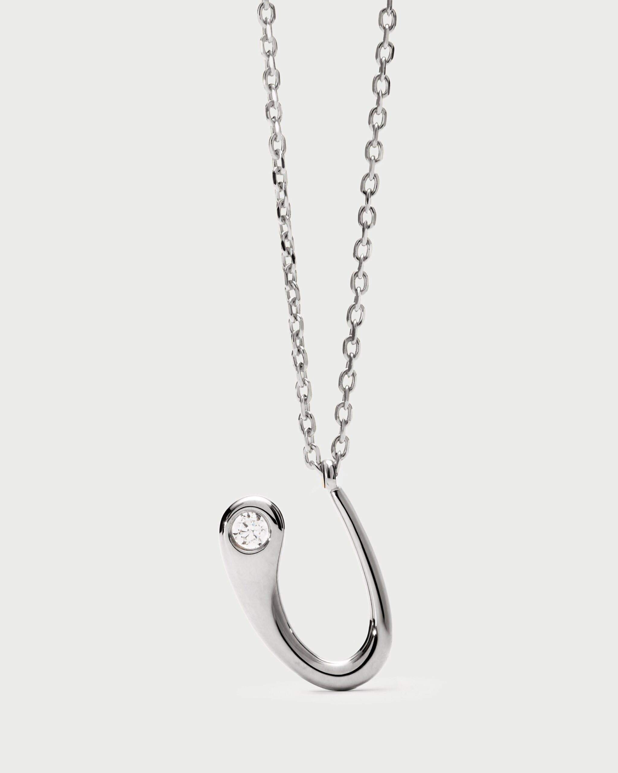 Initial silver pendant necklace