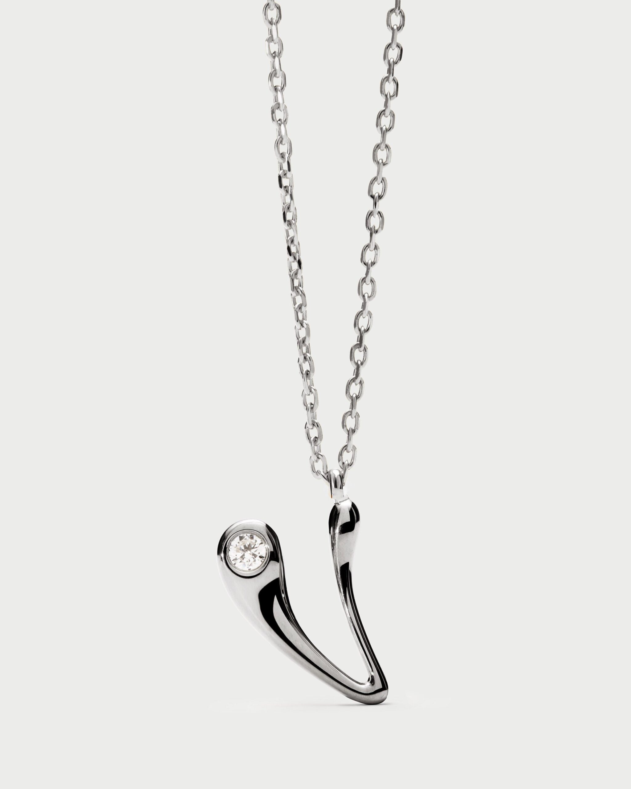 Initial silver pendant necklace