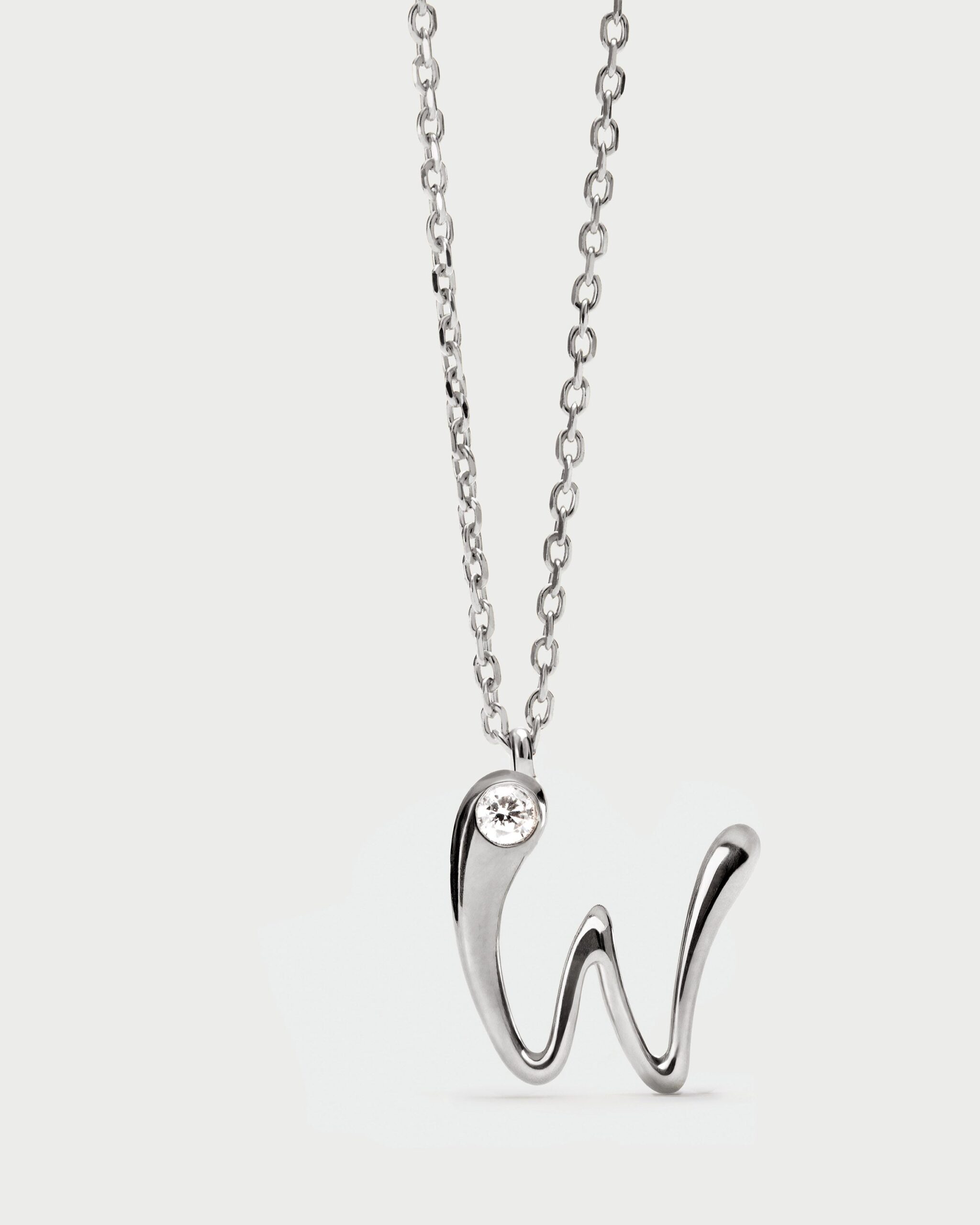 Initial silver pendant necklace
