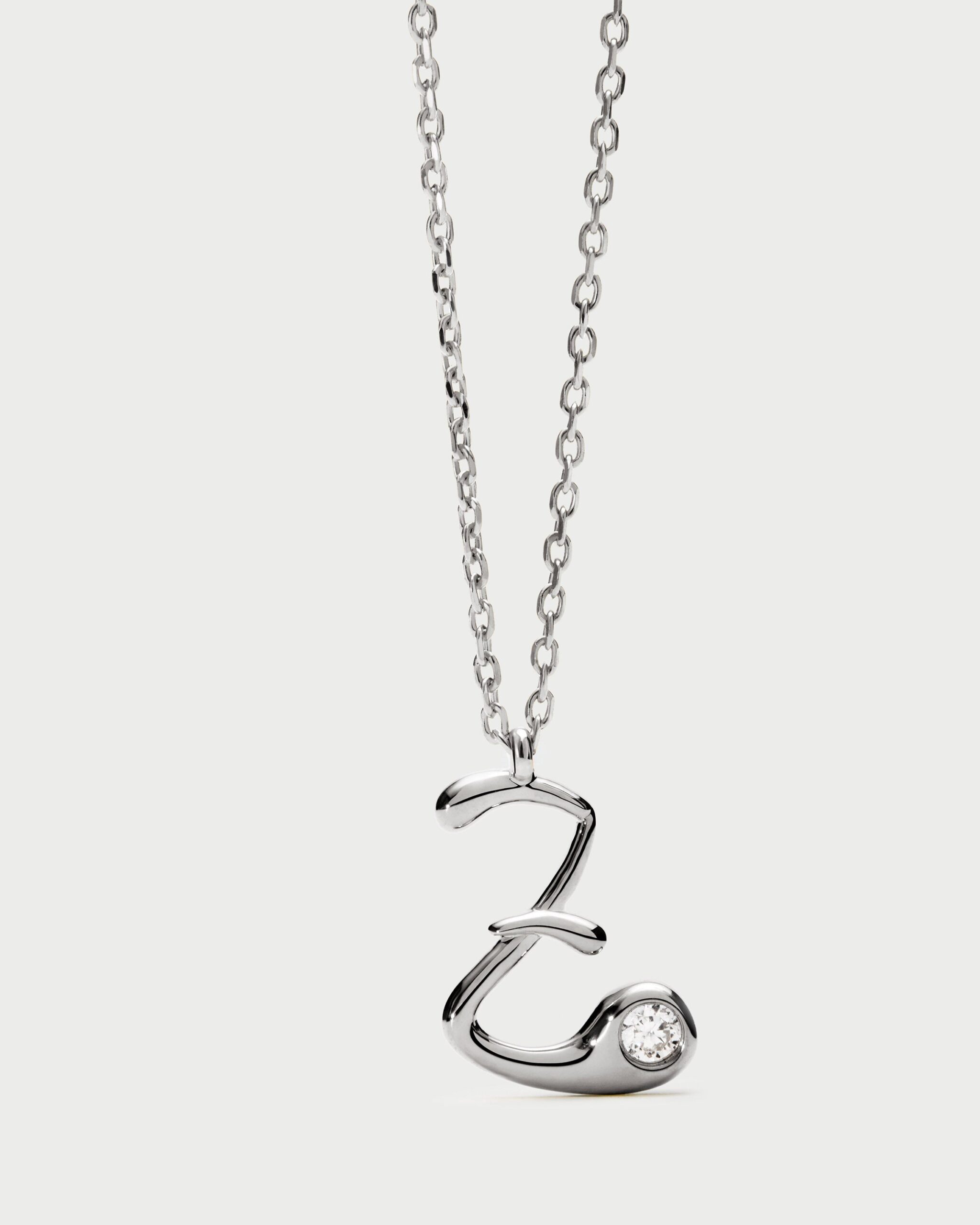 Initial silver pendant necklace