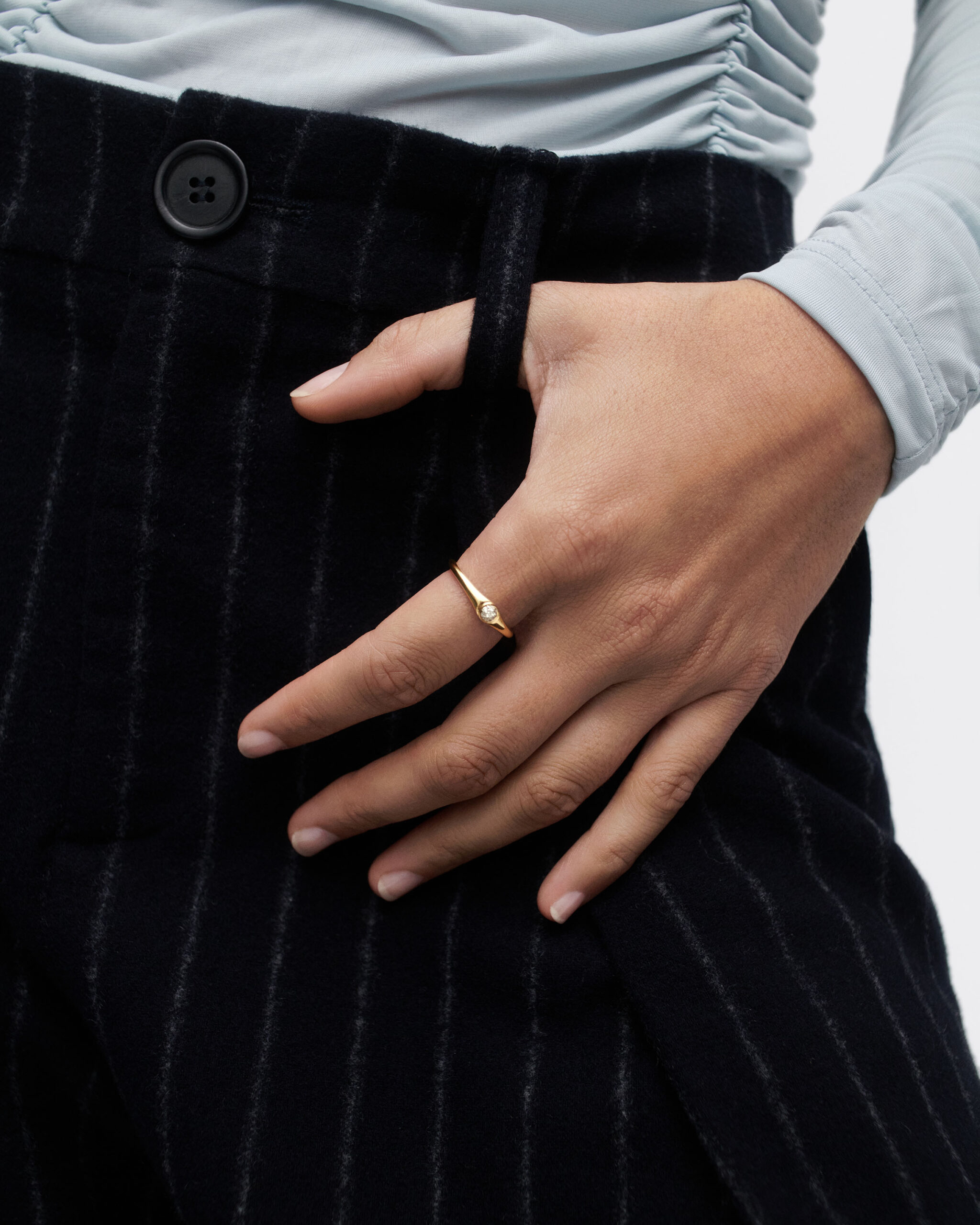 Diamonds and gold Moon ring