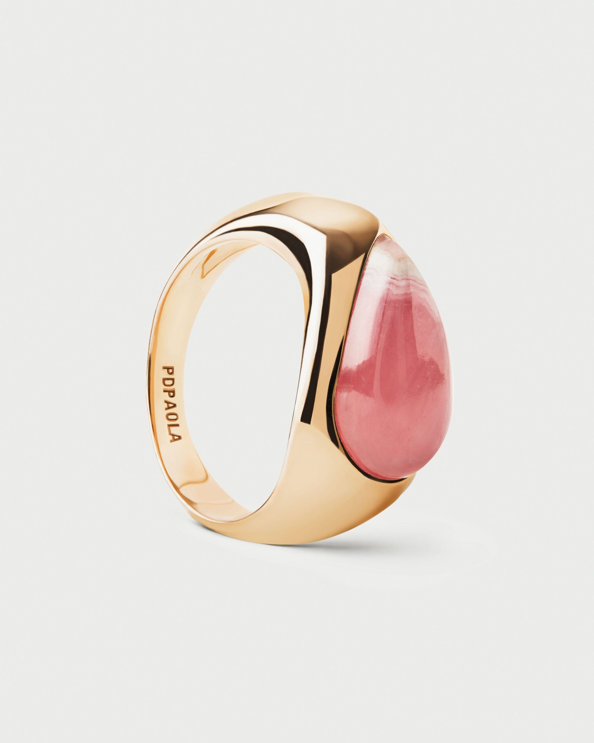 Rhodochrosite Luna Stamp Ring