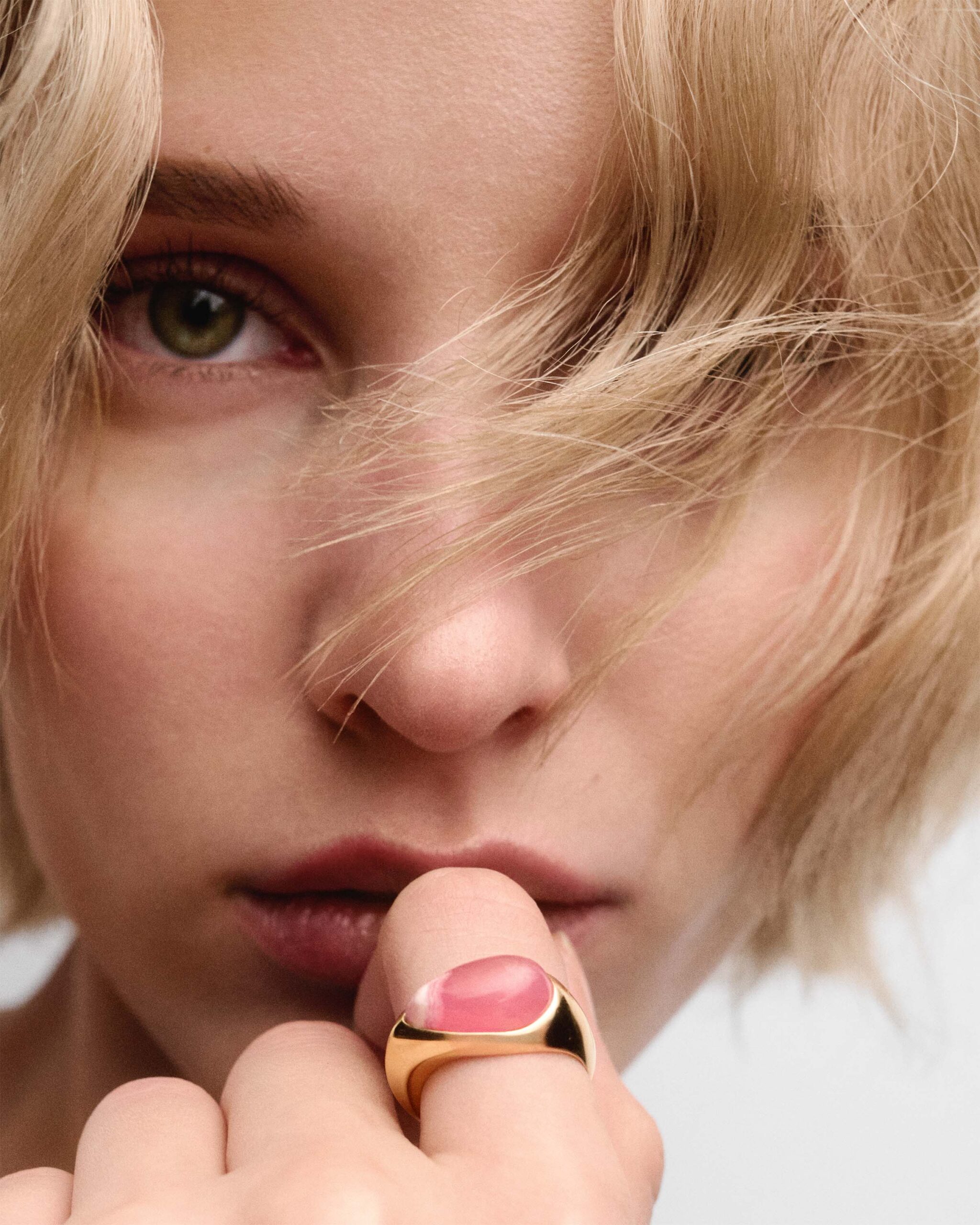 Rhodochrosite Luna Stamp Ring