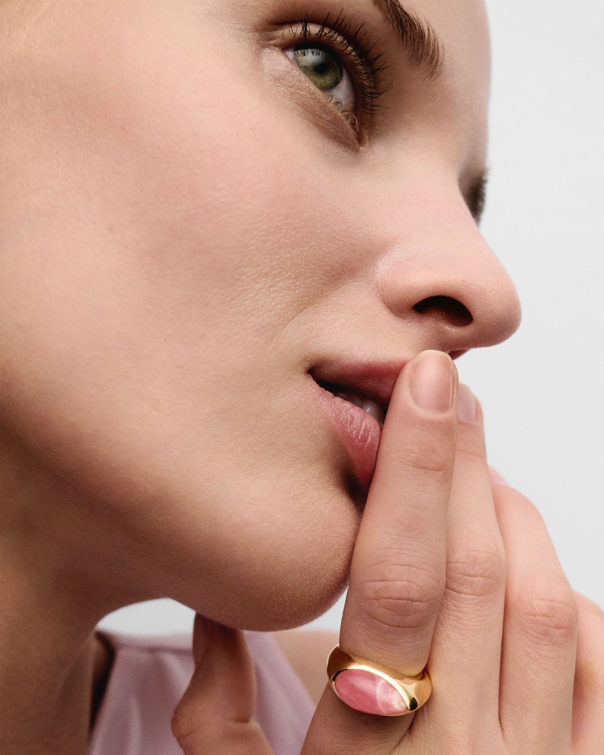 Rhodochrosite Luna Stamp Ring