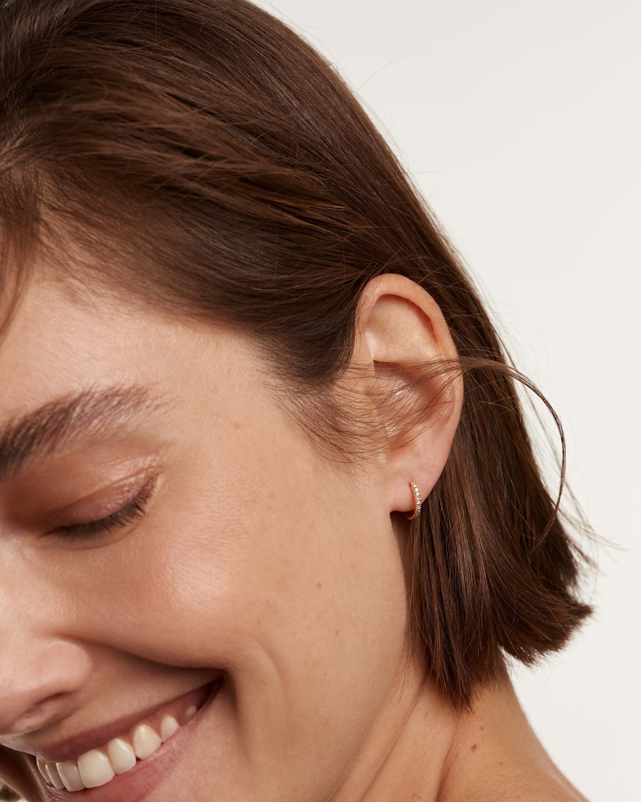 Diamonds and Gold Eternity Mini Hoops