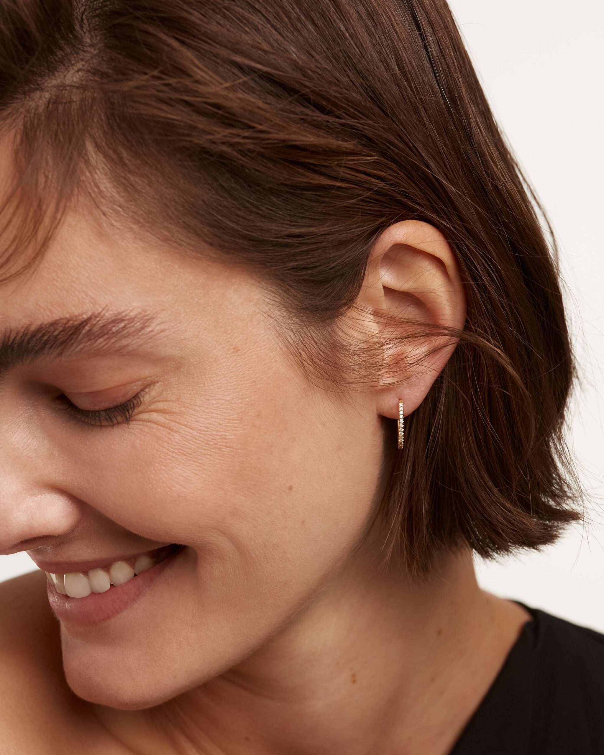 Diamonds and Gold Eternity Medium Hoops